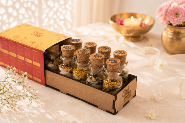Celebration Mukhvas Combo | 12 Handpicked Flavours in Royal Glass Cork Bottles