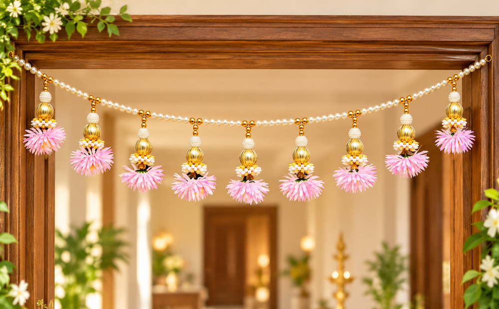 Pink Bloom Toran – Traditional Decorative Toran