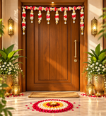 Red White Floral Toran – Traditional Decorative Toran
