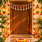 Red Floral Toran – Traditional Decorative Toran