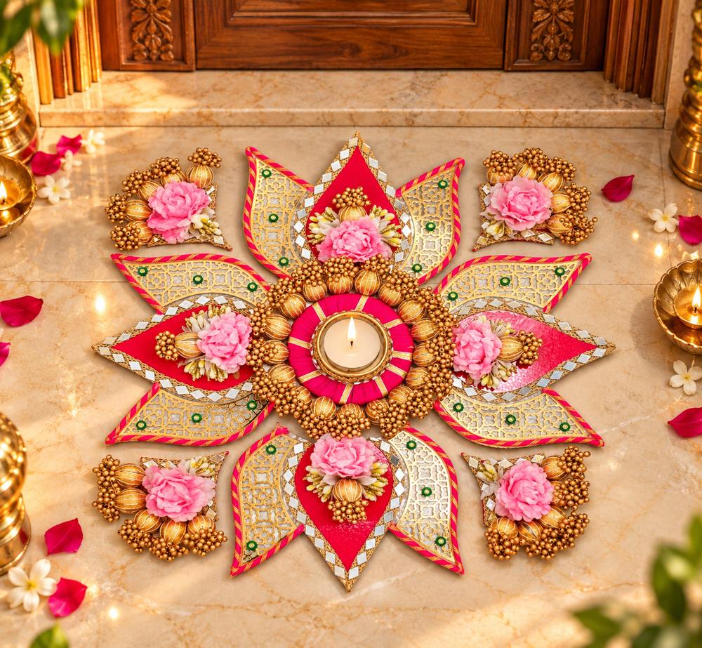 Royal Pink Floral Rangoli