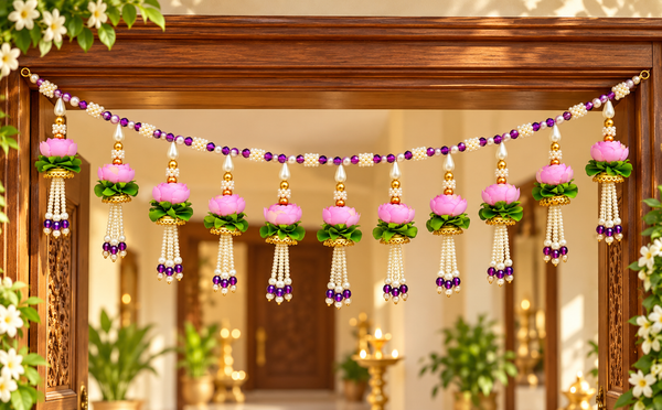 Purple Lotus Toran – Traditional Decorative Toran