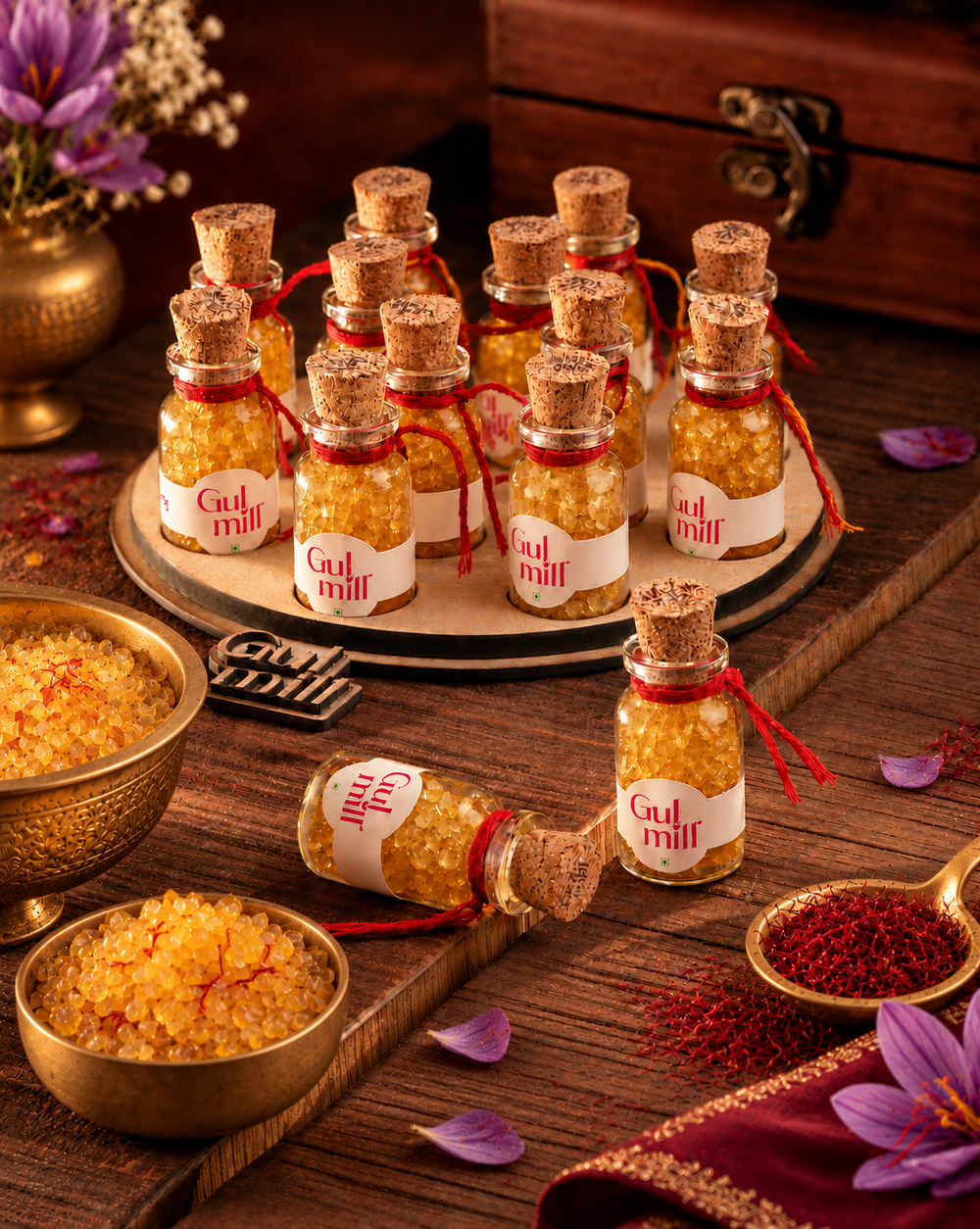 Mishri Prasad Gift Pack | 21 Mini Bottles | Saffron ( Kesar)  Flavour