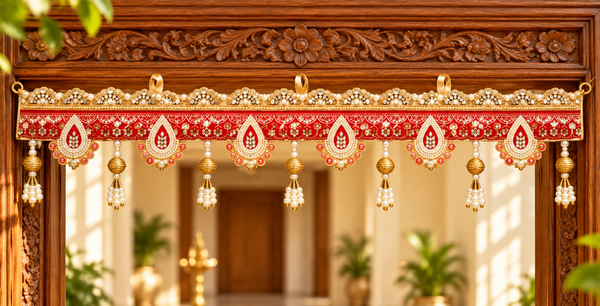 Red Teardrop Toran – Traditional Decorative Toran