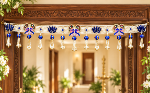 Peacock Lotus Toran – Traditional Decorative Toran