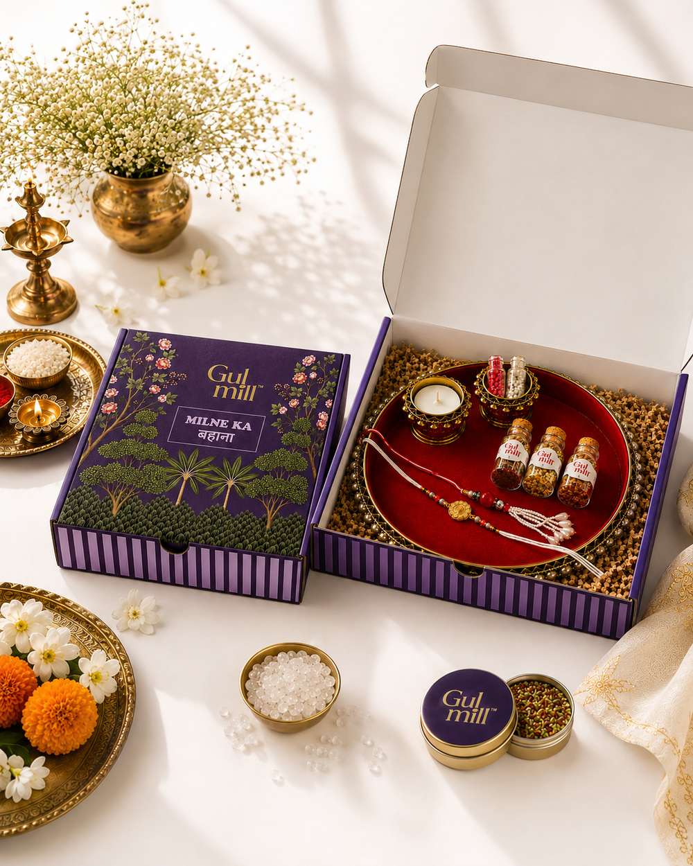 Royal Premium Rakhi Hamper for Brother & Bhabhi | Pooja Gift Set